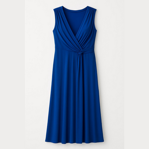 Soma Royal blue faux wrap sleeveless jersey dress L